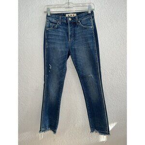 AMO denim babe high rise jeans slim straight 24 released hem distressed (1A)